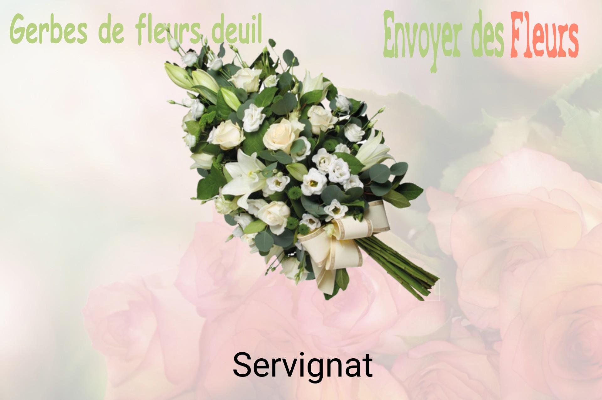 Gerbe de fleurs de deuil livrée à Servignat
